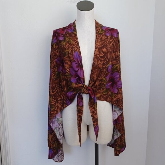 Hilo Hattie Wrap Cover Up Hawaiian Tropical Print Tie Front Womens One Size - Picture 2 of 14